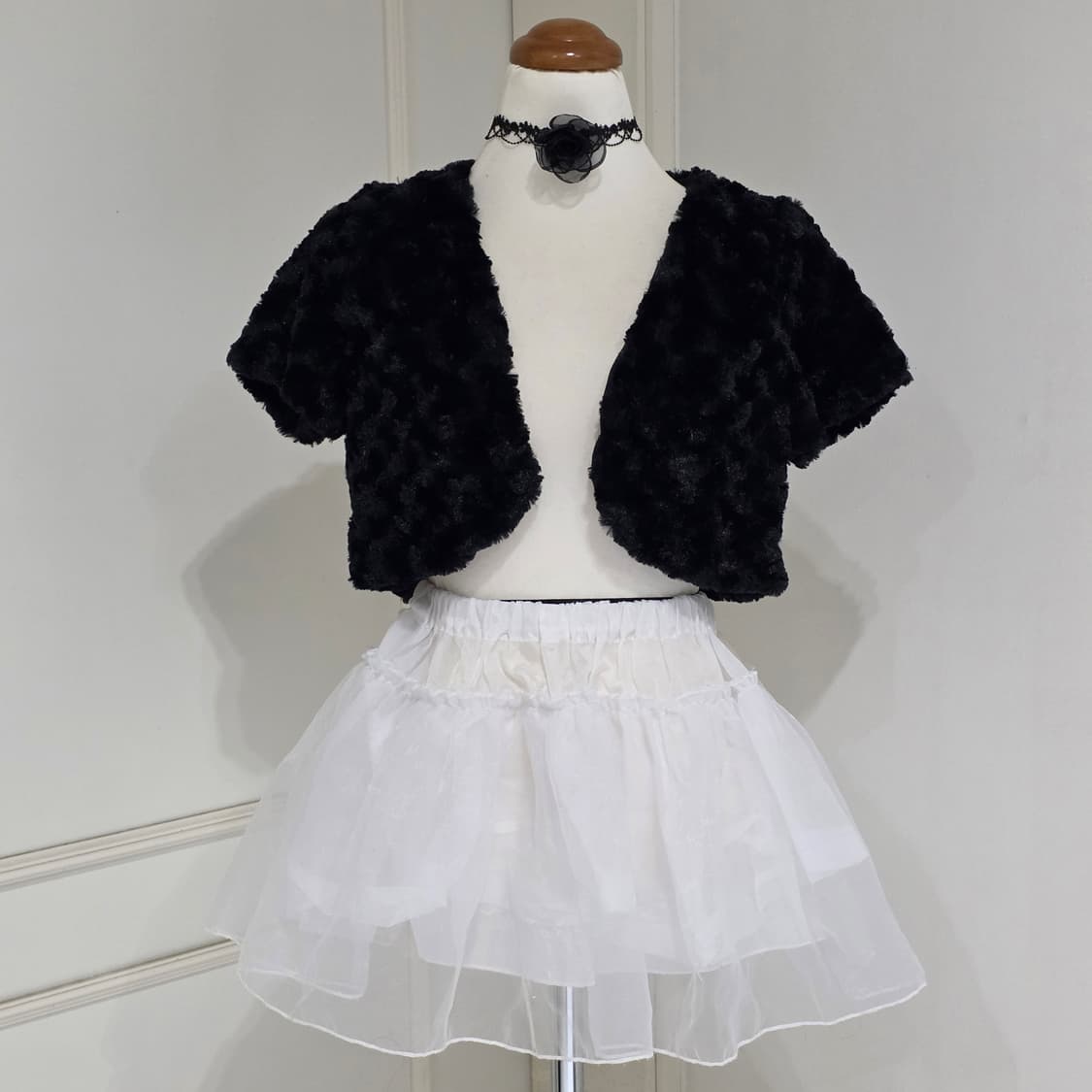 일본빈티지)블랙모리걸 고딕로리타st 인조페이크퍼 크롭숏 볼레로 상품이미지1