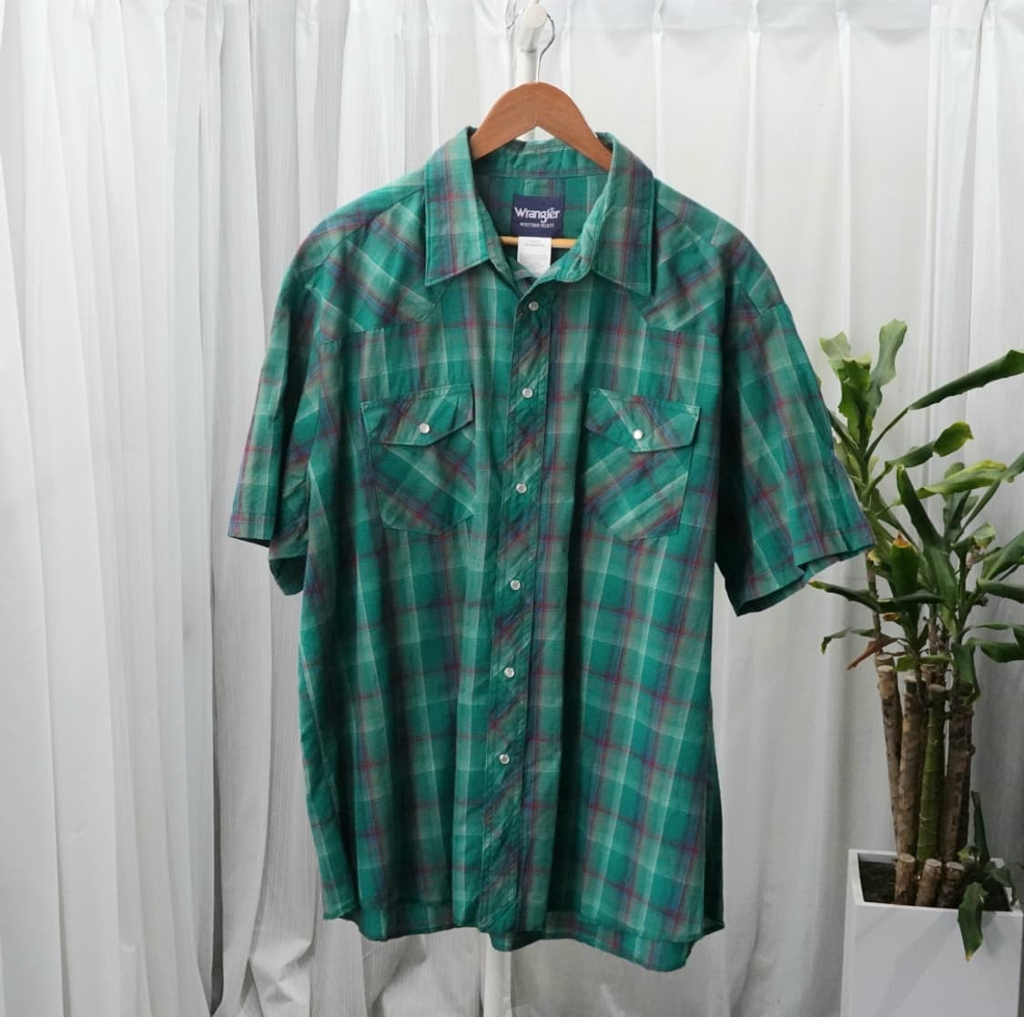 랭글러 웨스턴 체크 반팔 셔츠 오버핏 1909 상품이미지2