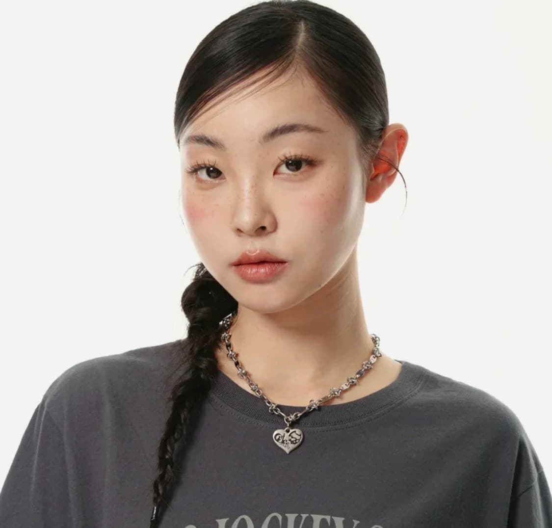 비디오자키 해골 고양이 하트 볼드 체인 목걸이 실버 유광 미착용 새상품 상품이미지3