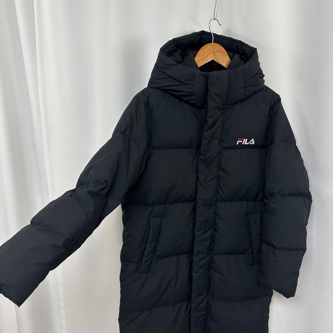 필라 남자 후드 롱패딩 점퍼 검정 S 90 상품이미지3