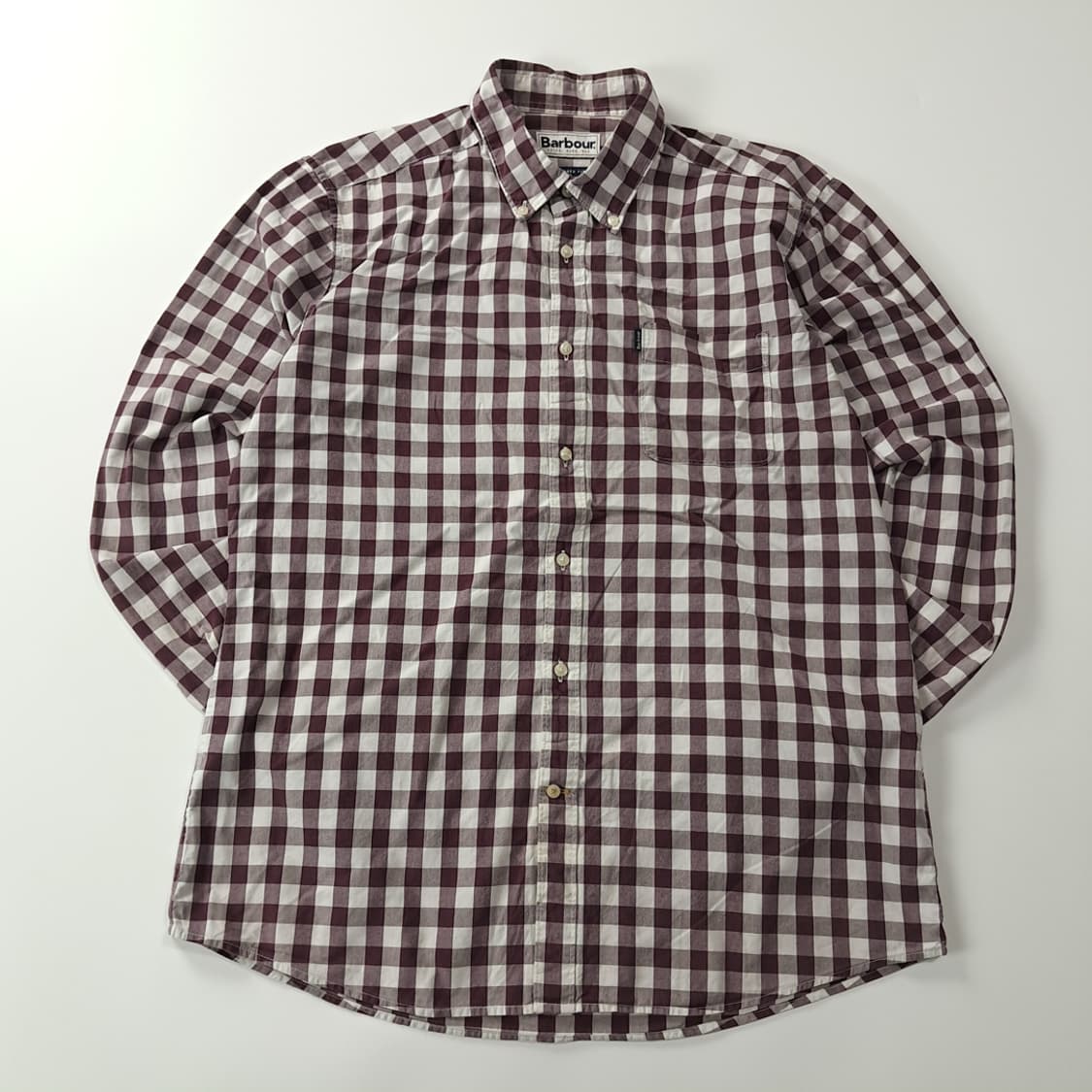 CK345 M 바버 테일러드핏 버건디 깅엄체크 셔츠 남방 상품이미지1