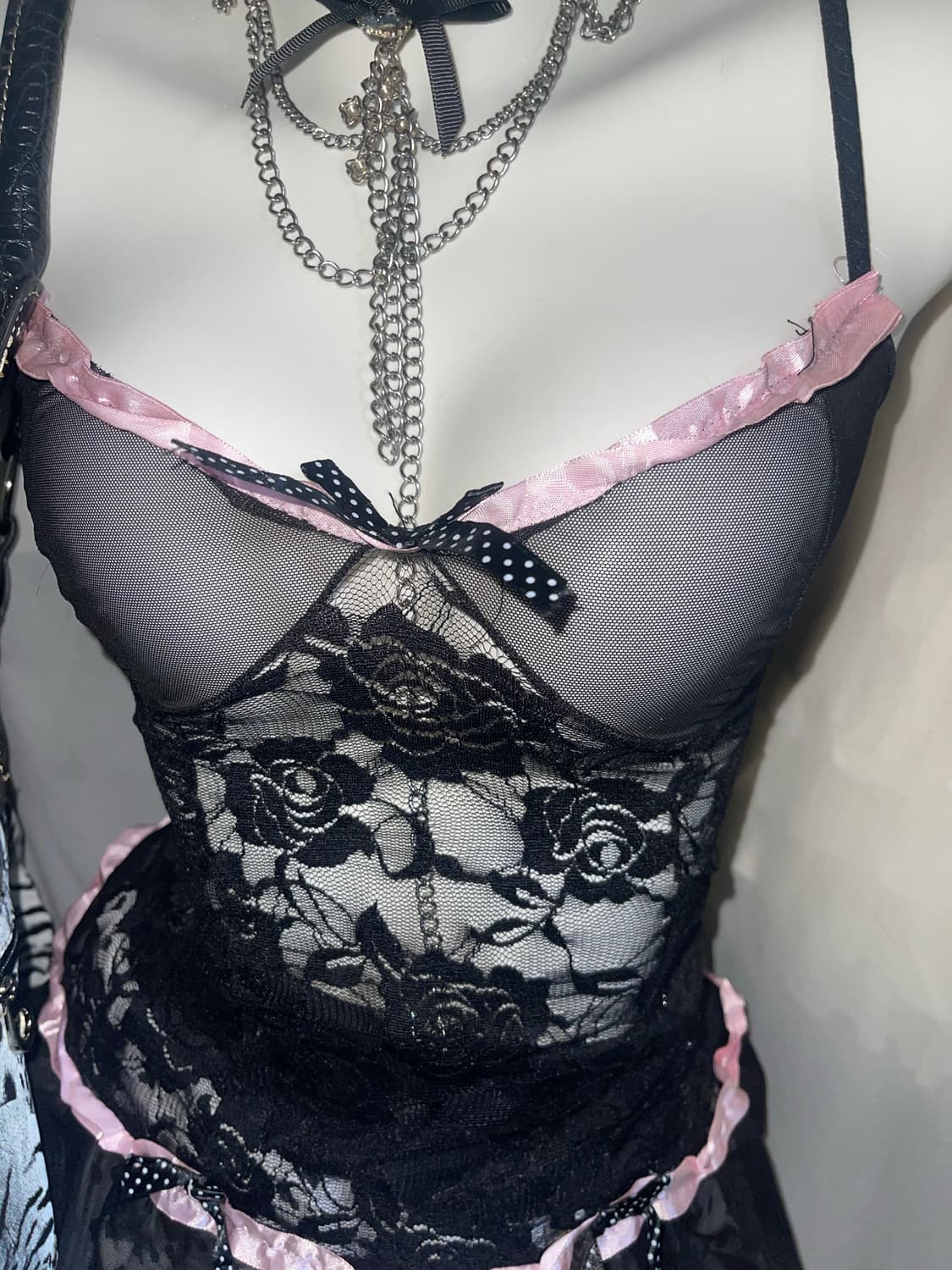 슬리브리스 레이스 슬립 갸루 상품이미지3