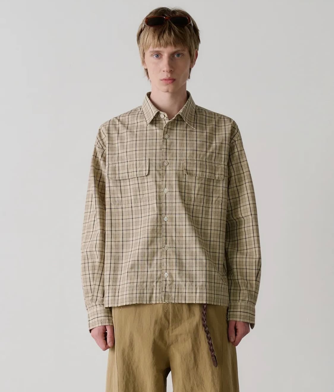 노운 Noun - crop shirts (check beige) M 상품이미지1