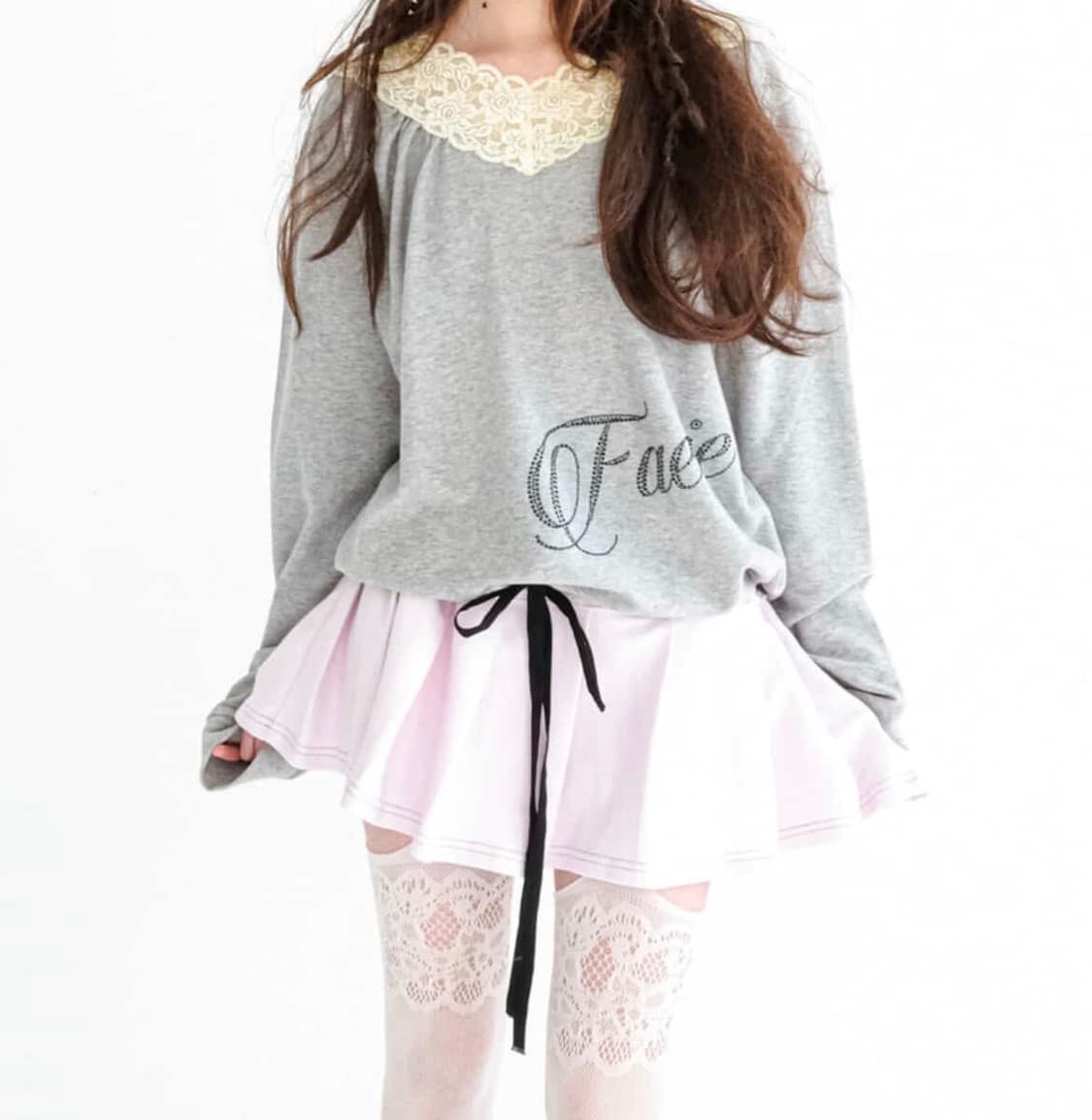 샵페어리 레이스 브이넥 핑크 상품이미지1