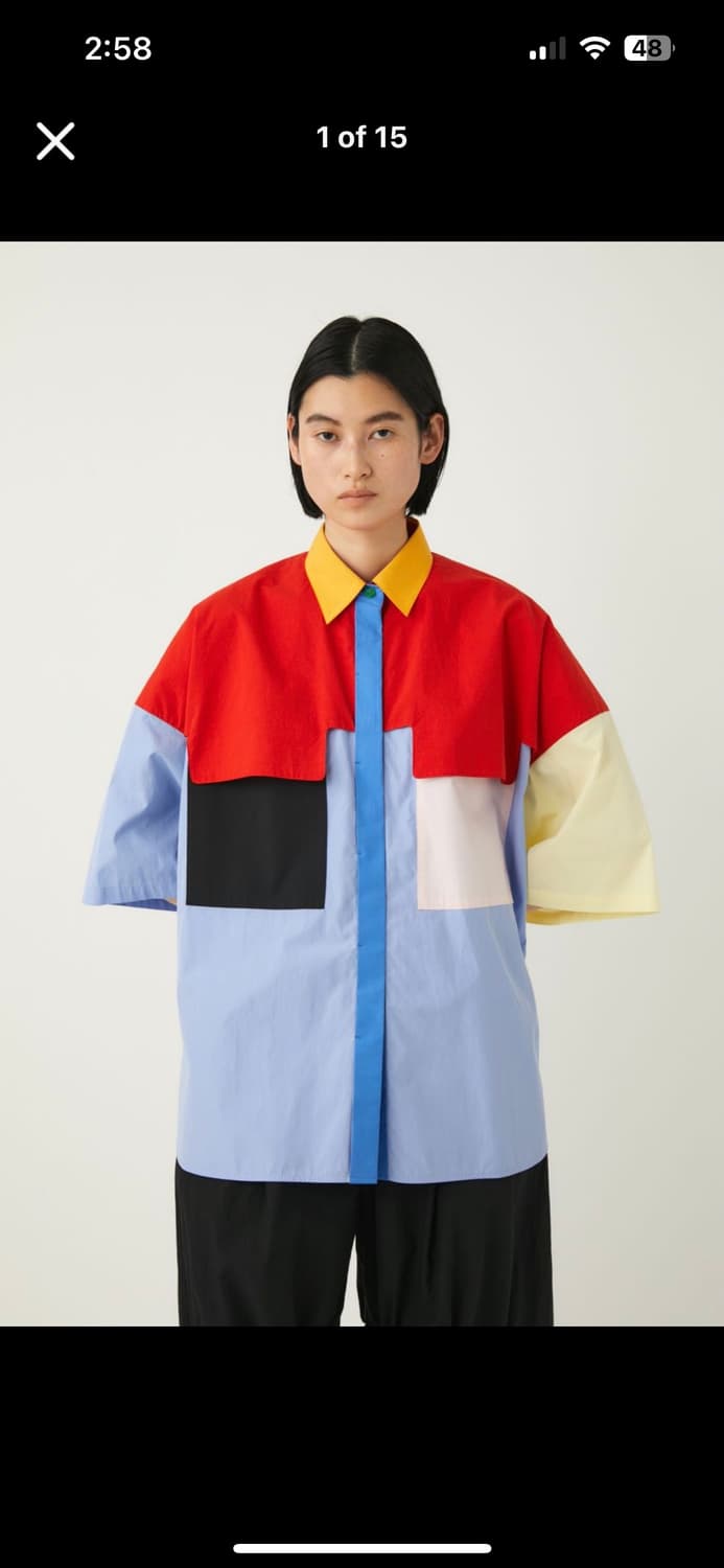 Nagonstans 컬러 블록 반팔 셔츠 새상품M 상품이미지2