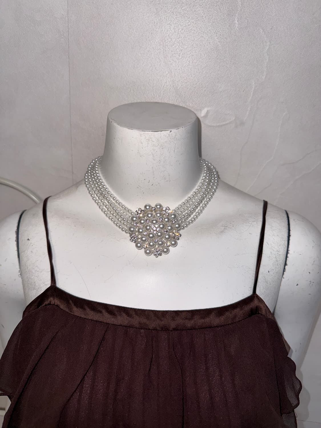 Pearl cubic flower layered choker 상품이미지4