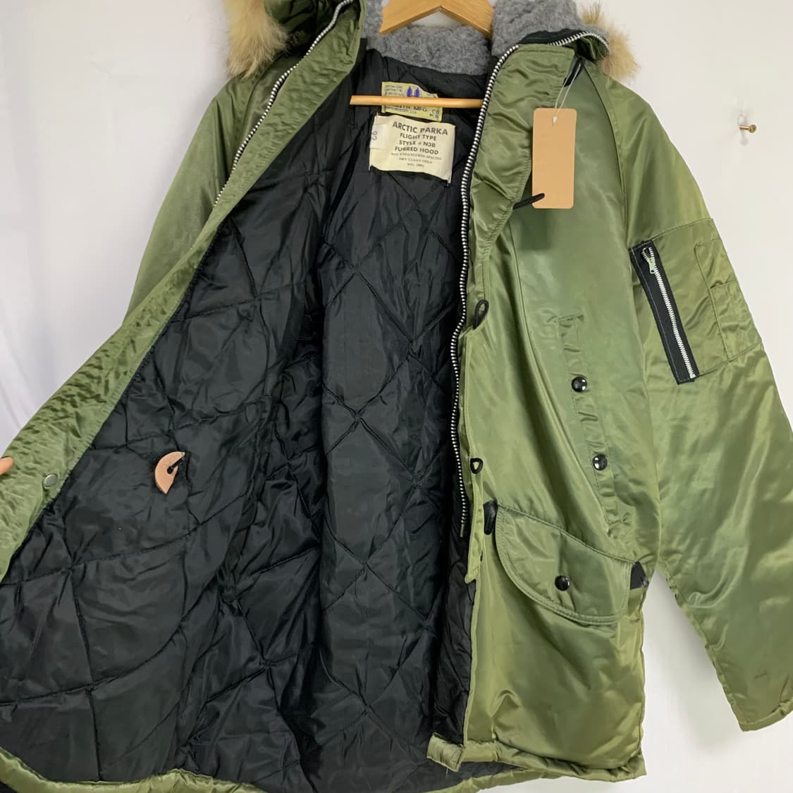 코린스 빈티지 야상 점퍼 퍼 후드 N3B 미군 y2k 카키 L 상품이미지7