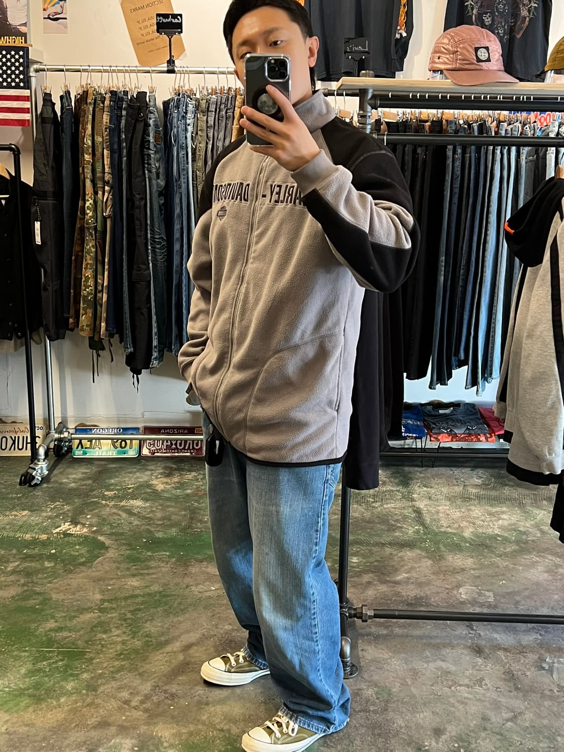 [XL] 할리데이비슨 클래식 로고 배색 플리스 자켓 상품이미지9