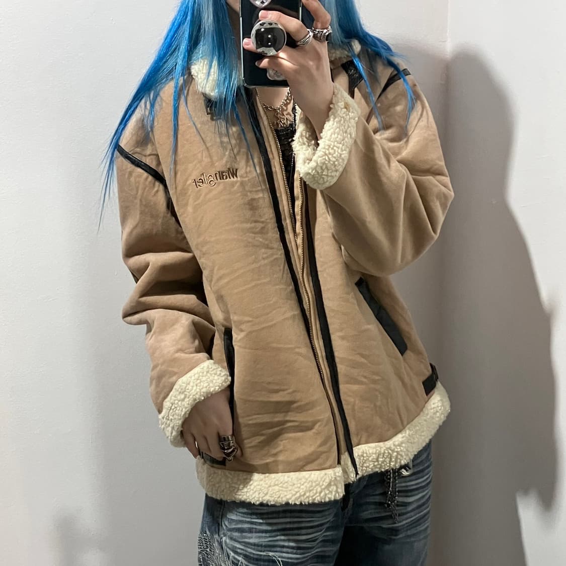 랭글러 차이나넥 셰르파 B-3 무스탕 자켓 상품이미지1