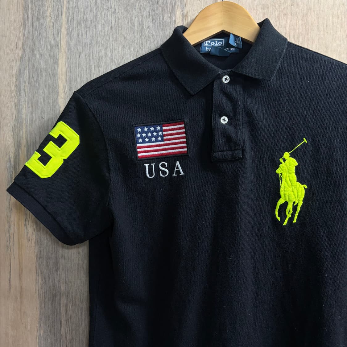 폴로 빅포니 치프키프 USA 블랙 형광 반팔 카라 티셔츠 S 상품이미지6