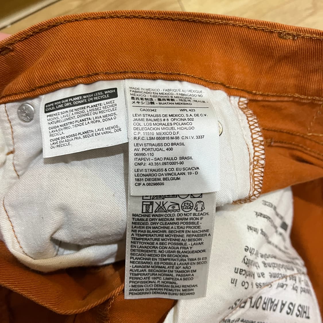 (29/32) 리바이스 511 디스트로이드 주황 데님 진 상품이미지7