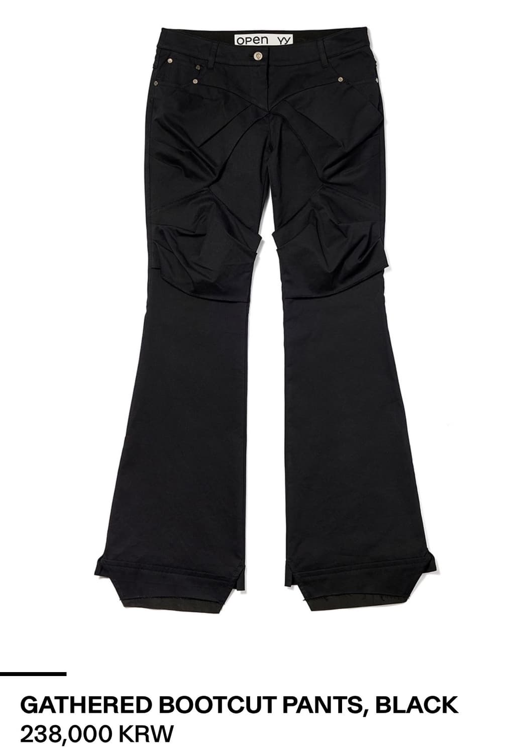OPEN Yy GATHERED BOOTCUT PANTS, BLACK 상품이미지1