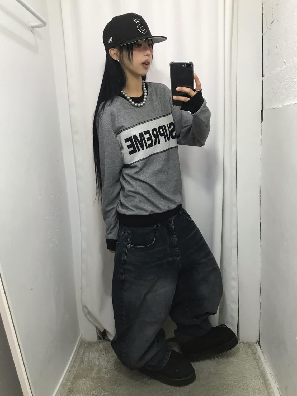 Supreme Tonal Stripe Logo Crewneck 상품이미지4