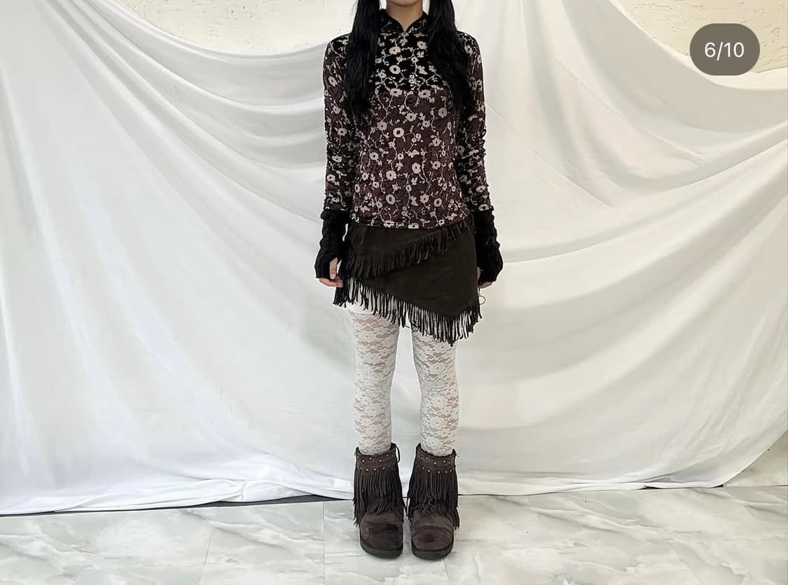 벨벳차이나카라탑, 웨스턴언발스커트, 퍼베스트 상품이미지6