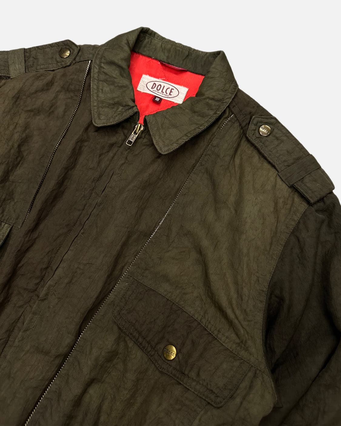 vintage khaki wrinkle bomber jacket 상품이미지3