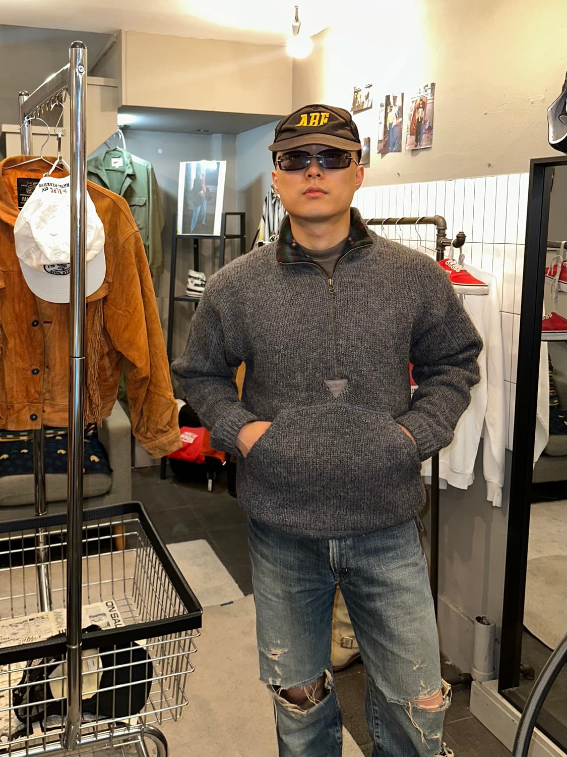 80’s LL Bean material knit half zip-up 상품이미지1