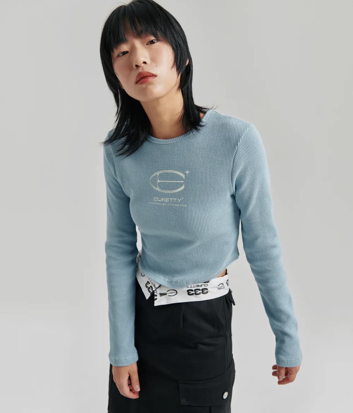 큐리티 90S LINE WAFFLE LONG SLEEVE T-SHIR 상품이미지1