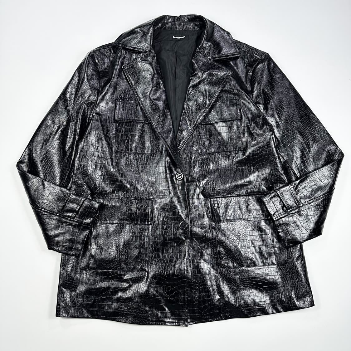 VTG 빈티지 레자 블랙 가죽 블레이저 자켓 (XXL) 상품이미지2