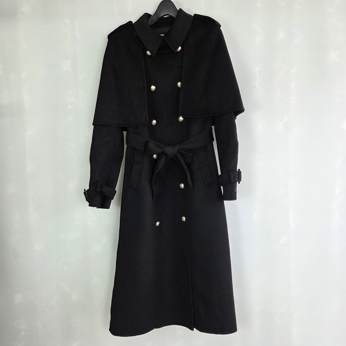 줄로그 울 캐시미어 블랙 핸드메이드 코트 금장 상품이미지1