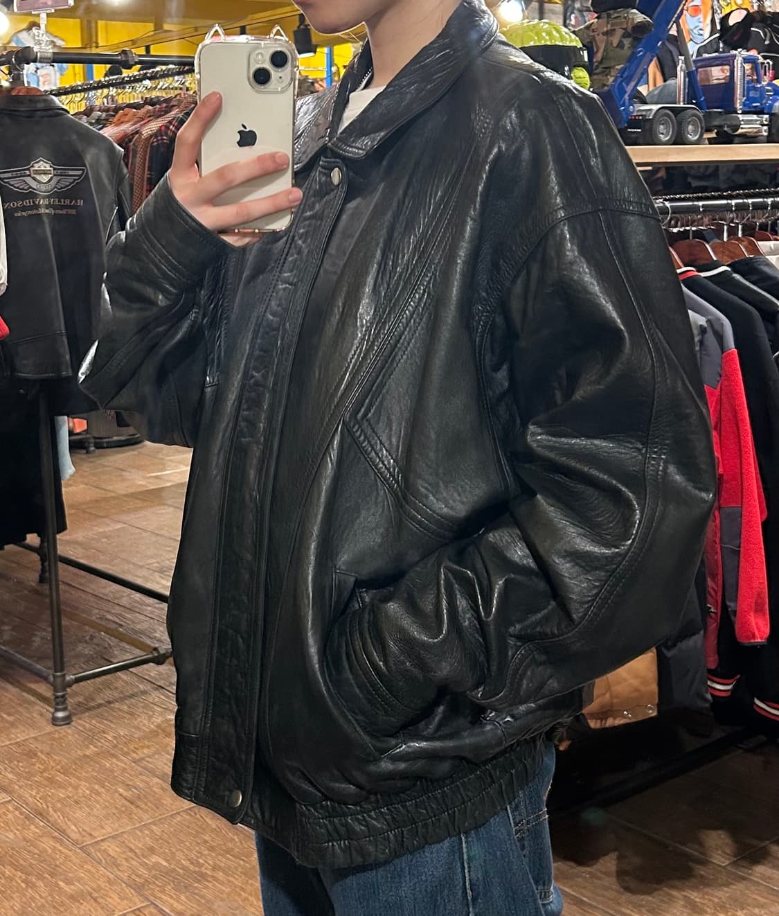[HI] VTG 블랙 가죽 자켓 상품이미지4
