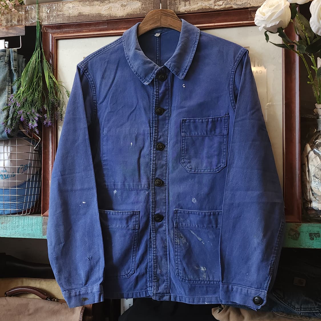 60s 프렌치 워크자켓 프렌치자켓 페이딩 블루 42 상품이미지2