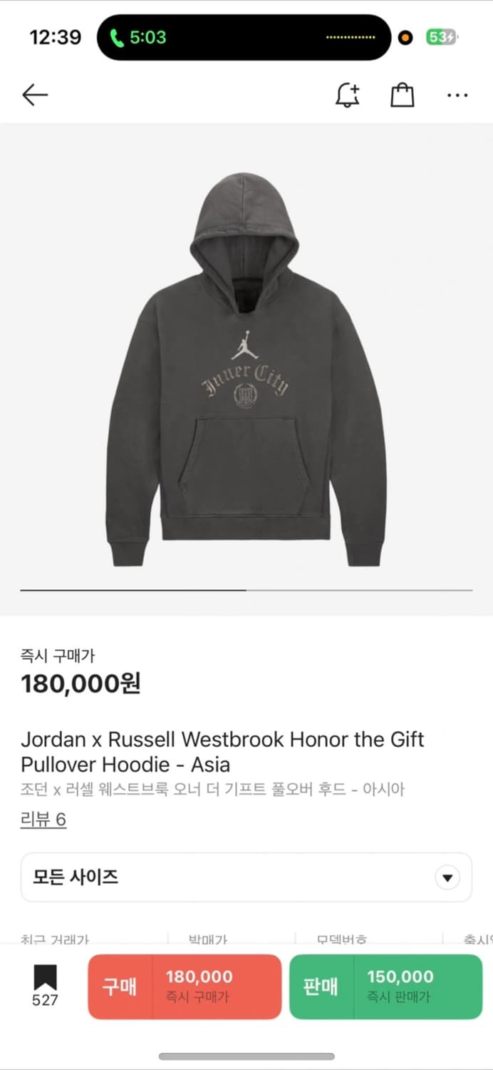 조던 x 러셀 웨스트브룩 오너 더 기프트 풀오버 후드 상품이미지1