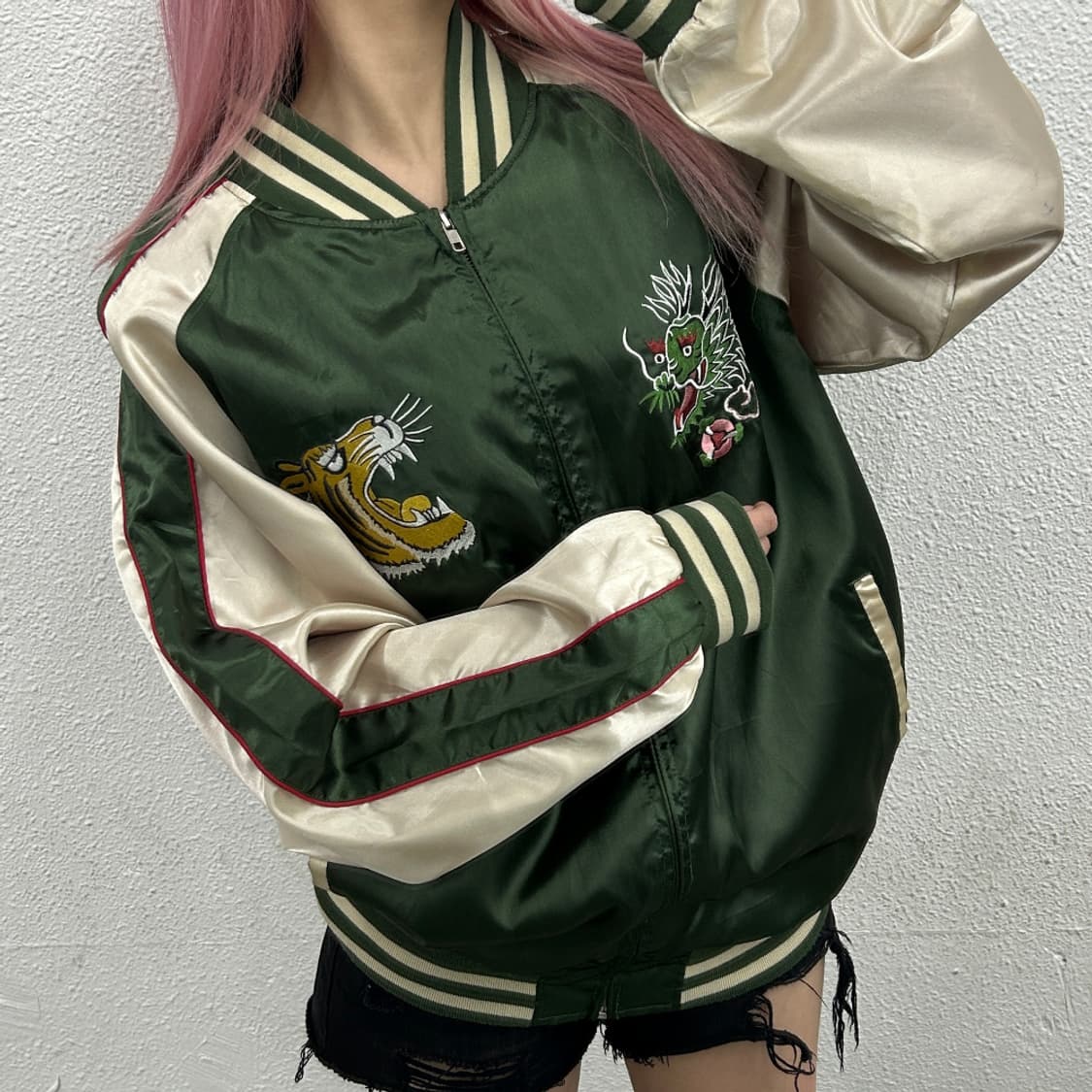 재팬 타이거 자수 카키 스카쟌 4L 상품이미지2