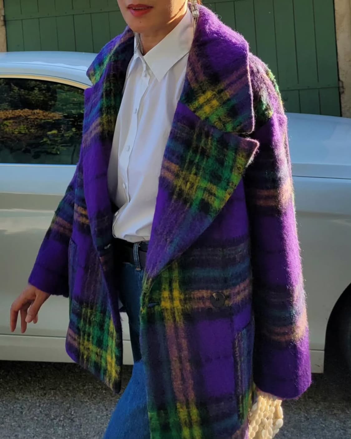 프랑스 브랜드 promod 보라 체크 울코트 상품이미지3