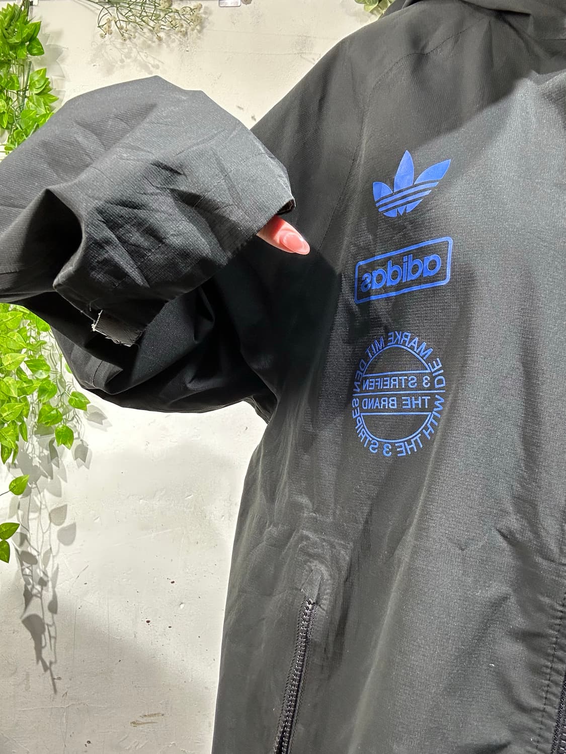 아디다스 블랙 파이어버드 롱 후드 바람막이 오버핏 코트 자켓 XL 상품이미지4