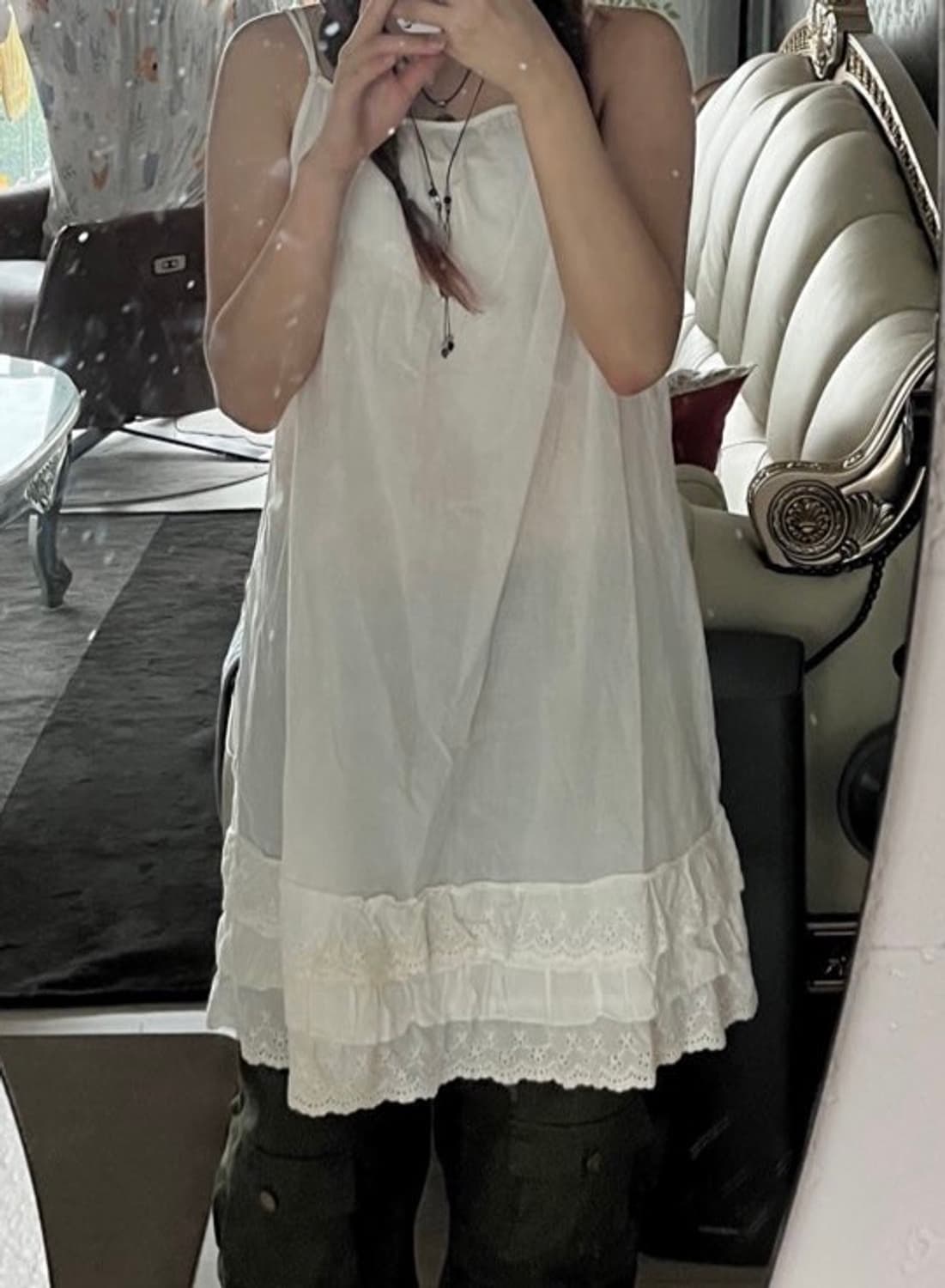 하구미 모리 레이어드 블라우스 원피스 크루빈티지 샵오공이 큐빈 파우닝 상품이미지2