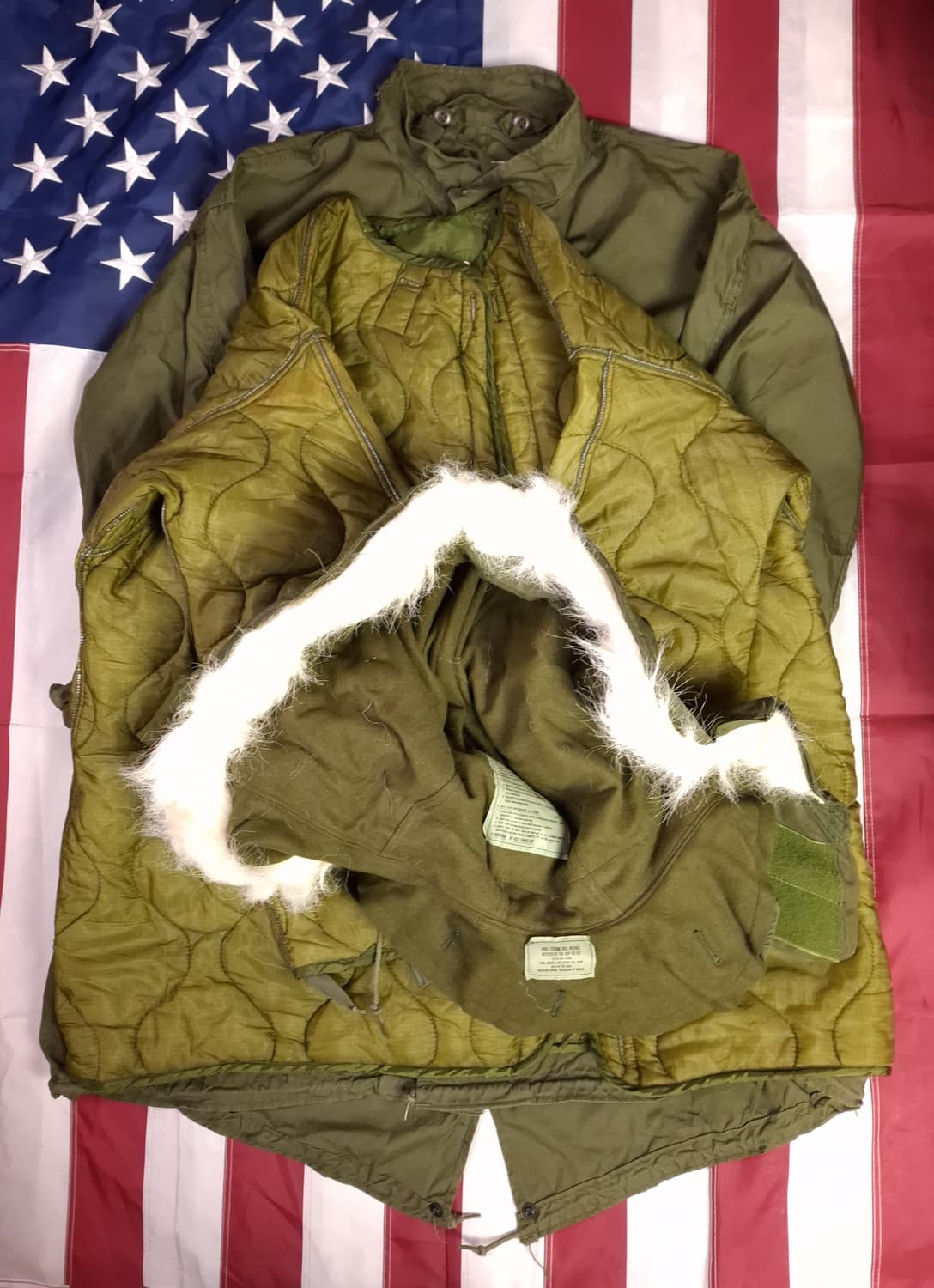 완전 새제품 오리지날 초기형 미군 M-65피쉬테일 개파카 스몰 풀셋트 상품이미지1