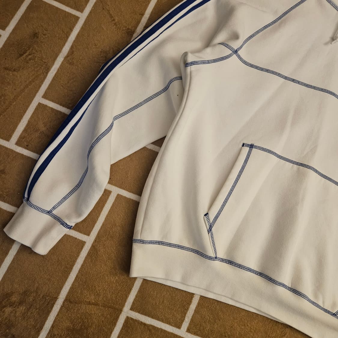 아디다스(Adidas) 블루 스티치 기모 후드 L size 상품이미지3