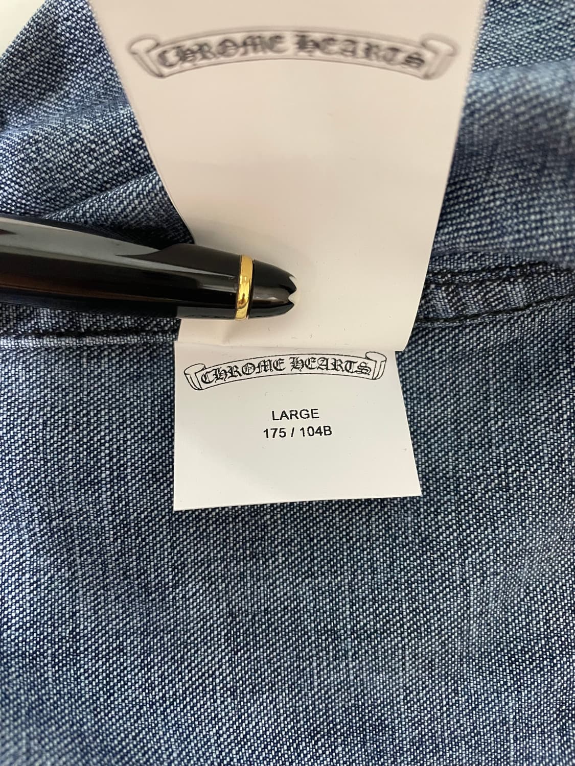 새상품 신형 1of1 크롬하츠 레더패치 데님 워크독 자켓 L 영수증O 상품이미지6