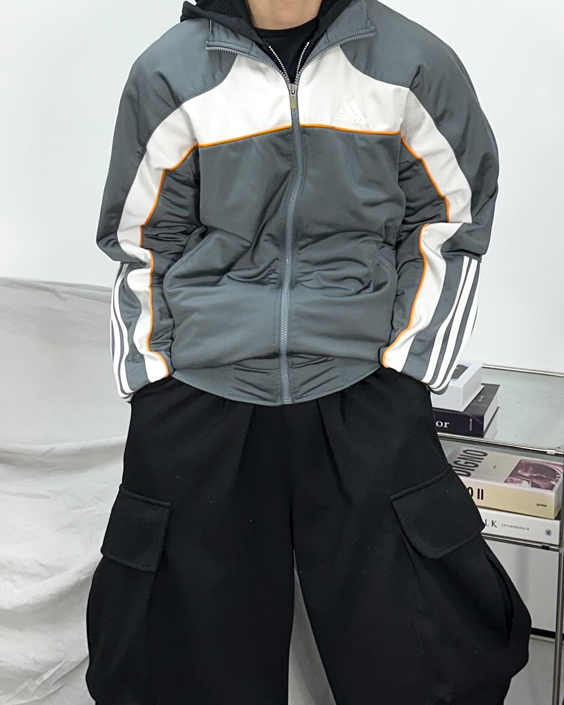 아디다스 00s 그레이 배색 트랙탑 져지 M 상품이미지1