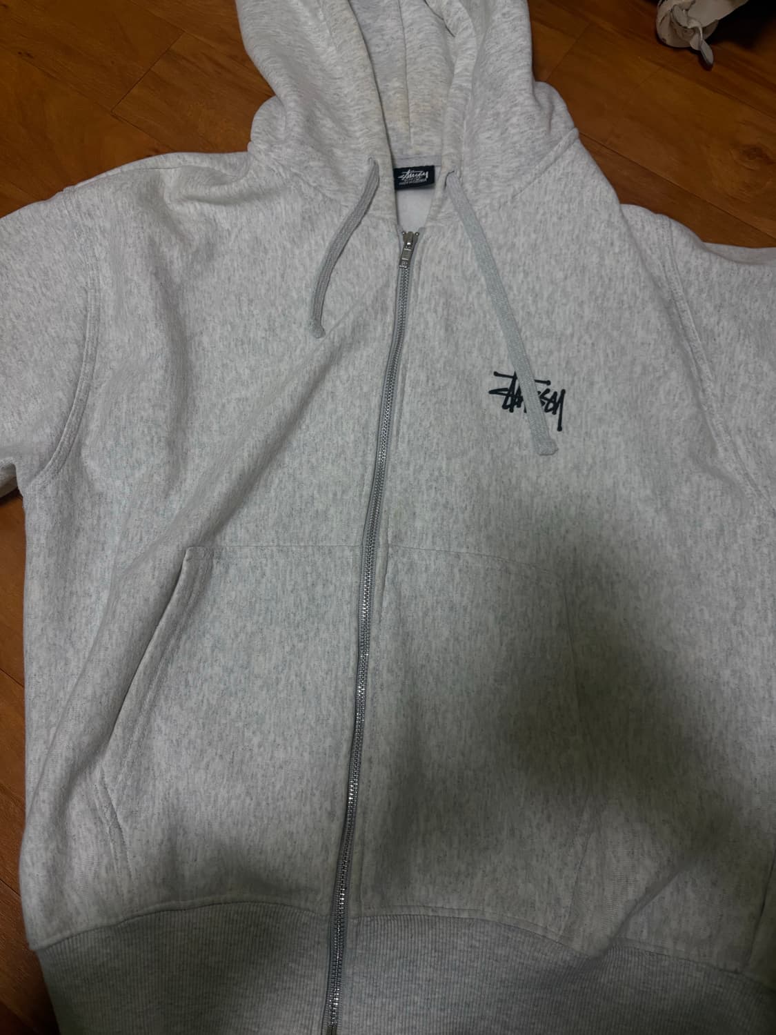 스투시 베이직 스투시 후드 집업 애쉬 헤더 상품이미지1