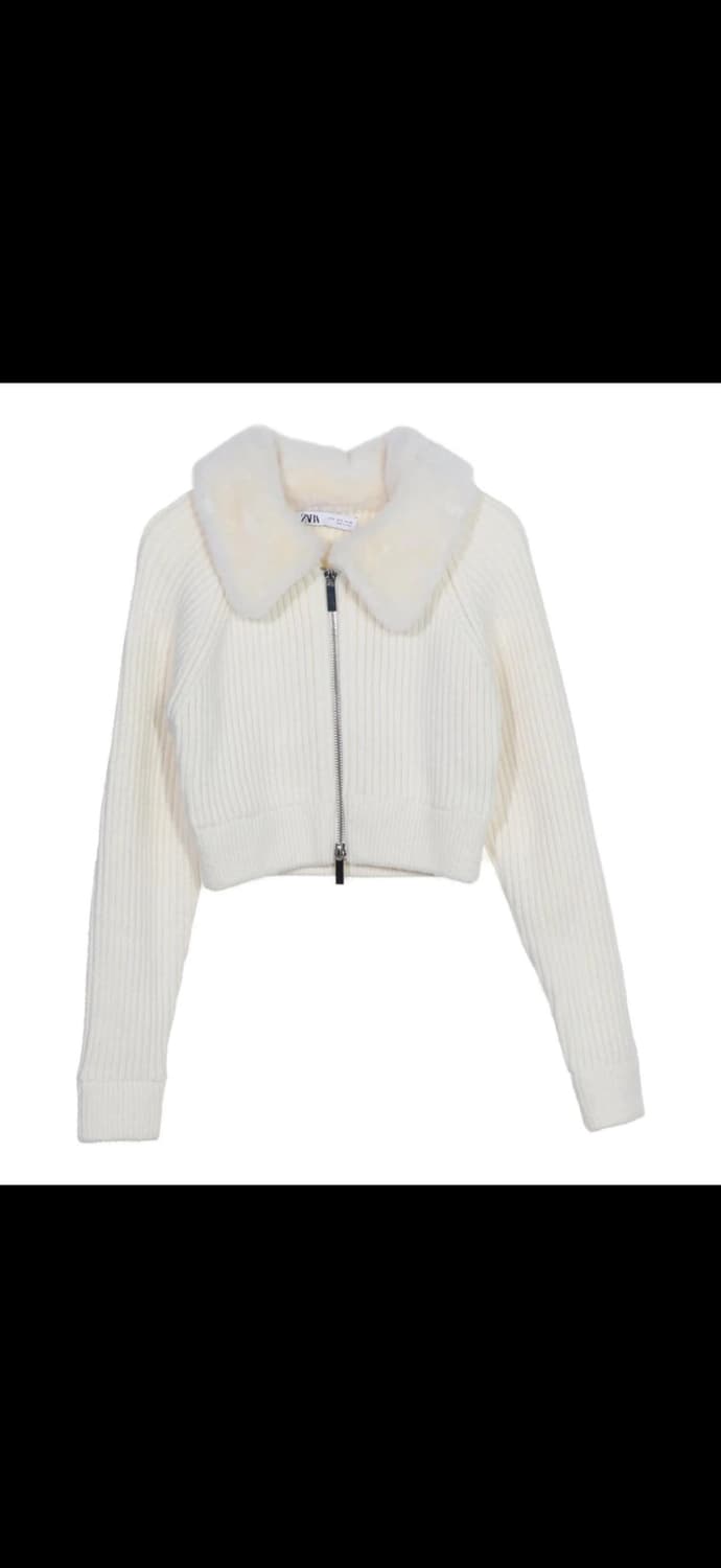 자라 퍼 카라 니트 집업 자켓 상품이미지1