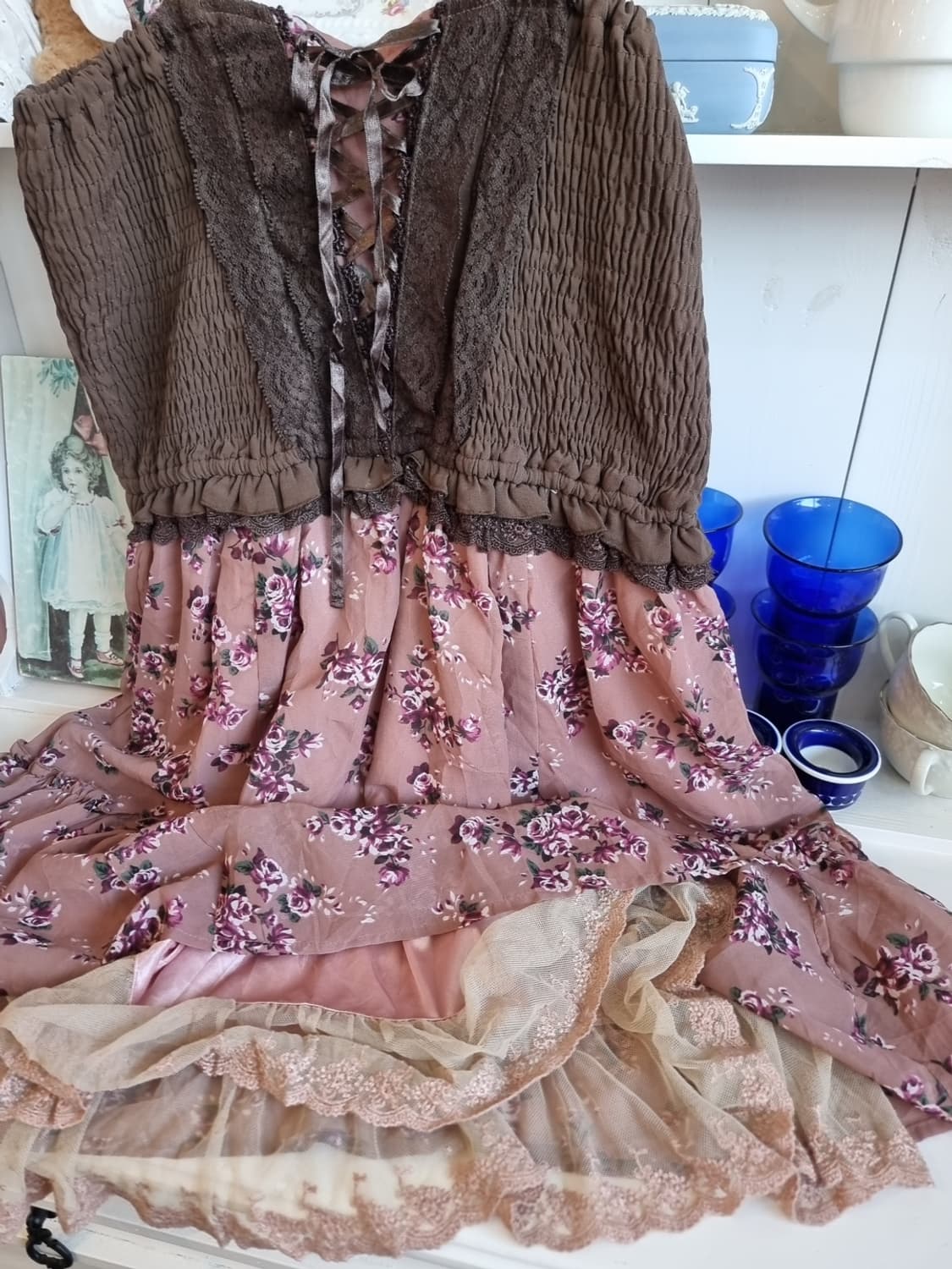 axes femme(악시즈팜므) 초코로즈 셔링 레이스 뷔스티에 원피스 상품이미지5