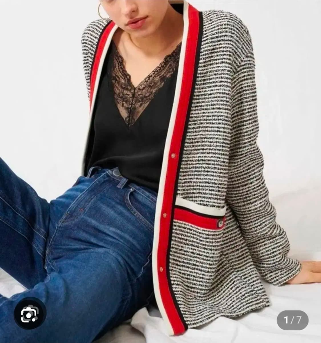 마쥬 루즈핏 글리터 트위드 자켓 가디건 38 사이즈 상품이미지1