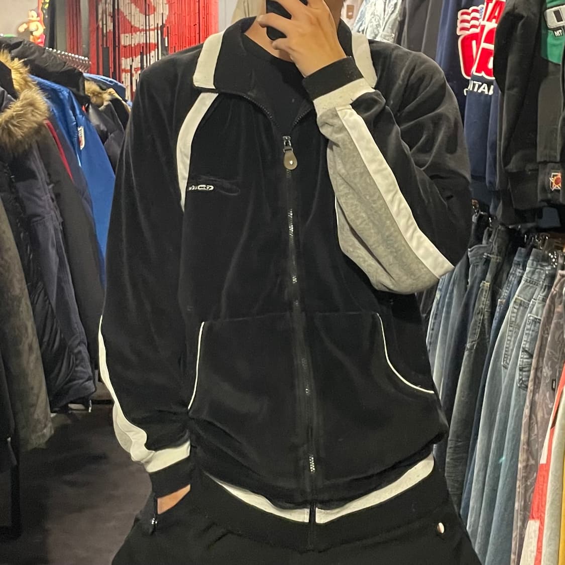 [IM] vtg 블랙 올드스쿨 벨벳 져지 상품이미지1