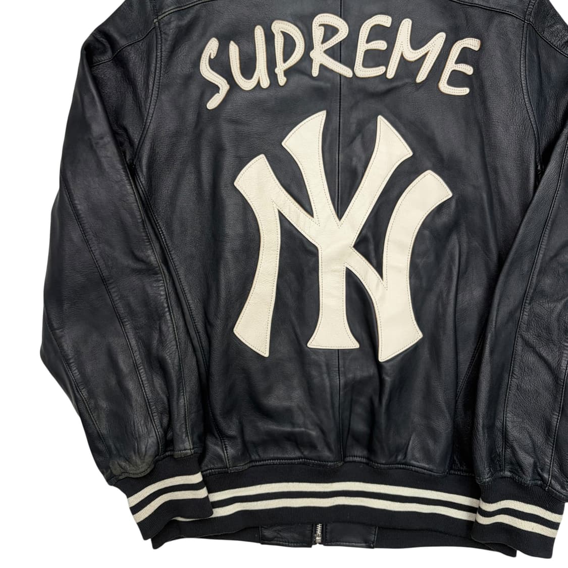 슈프림 X 뉴욕 양키스 네이비 레더 바시티 자켓 M 상품이미지3