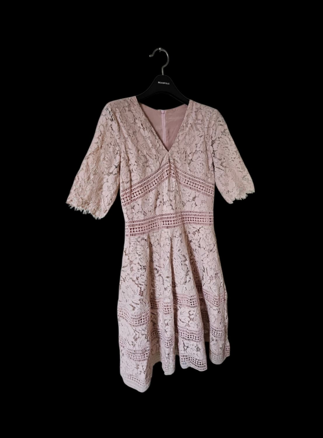 로맨틱 핑크 레이스 자수 브이넥 미디원피스 (반팔) 상품이미지7