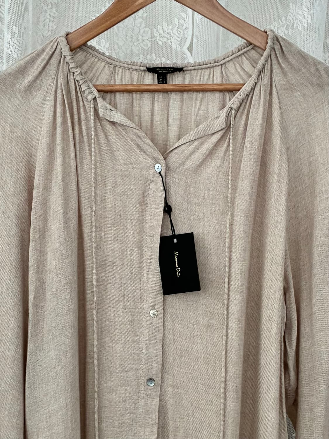 L) 새상품 마시모두띠 셔링 블라우스 베이지 상품이미지3