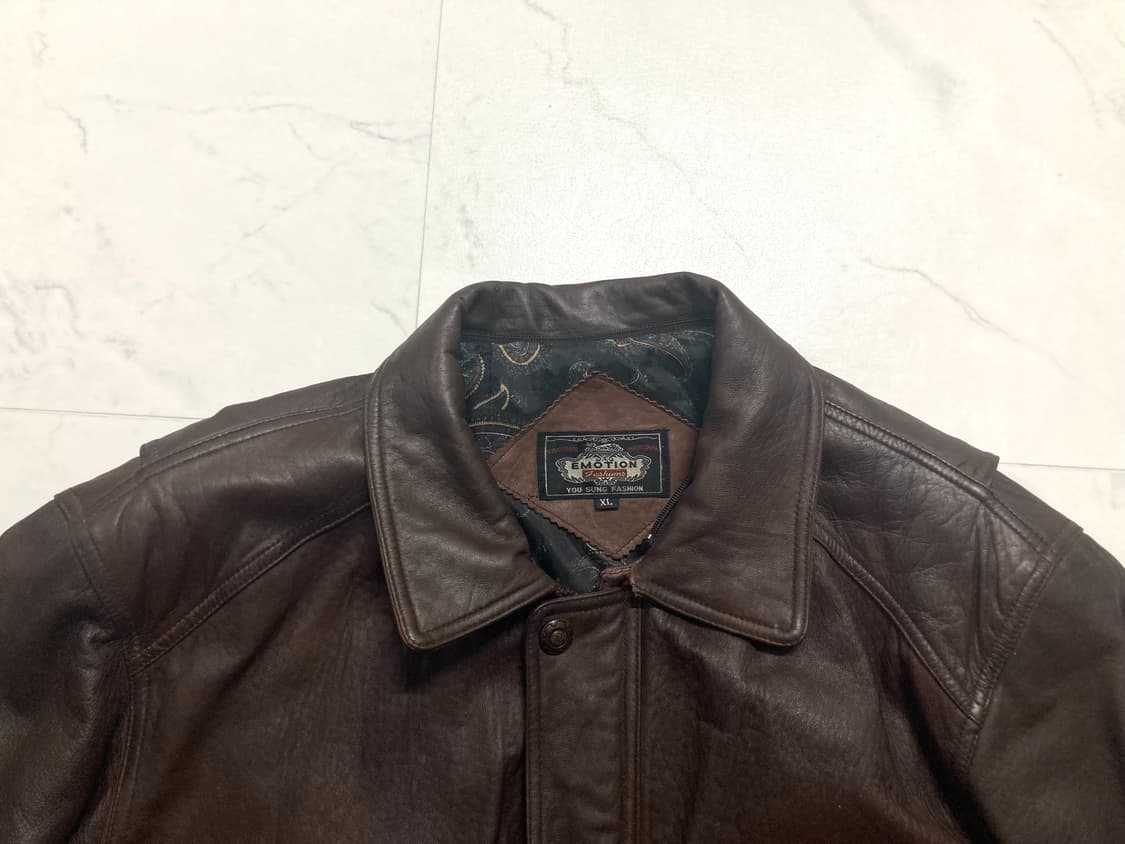 90s 양가죽 A-2 램스킨 레더 봄버 자켓 100-105 상품이미지4