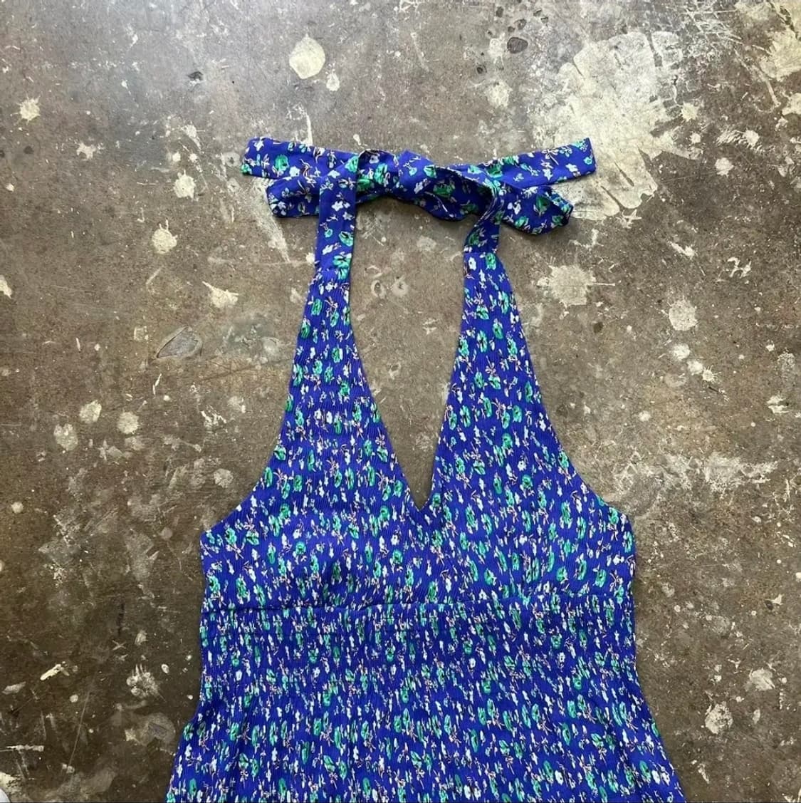 S) ZARA 자라 플라워 패턴 홀터넥 쉬폰 셔링주름 원피스 상품이미지2