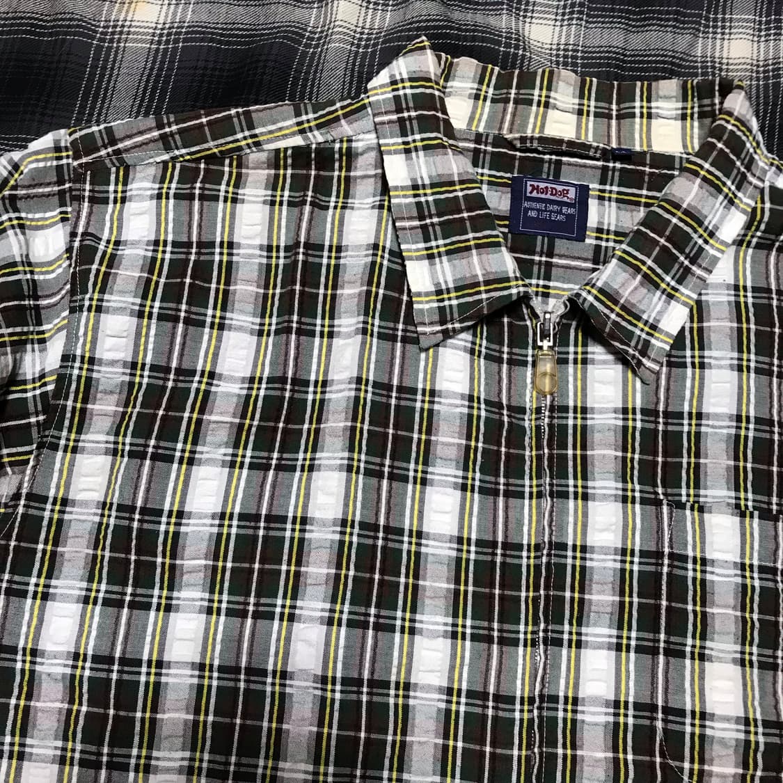 재팬 90s 우라하라 바이브 엠보싱 오버핏 셔츠형 체크 자켓 상품이미지2