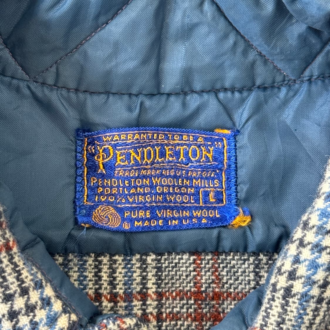 펜들턴 80s 배색 울 그레이 체크셔츠 L 상품이미지6