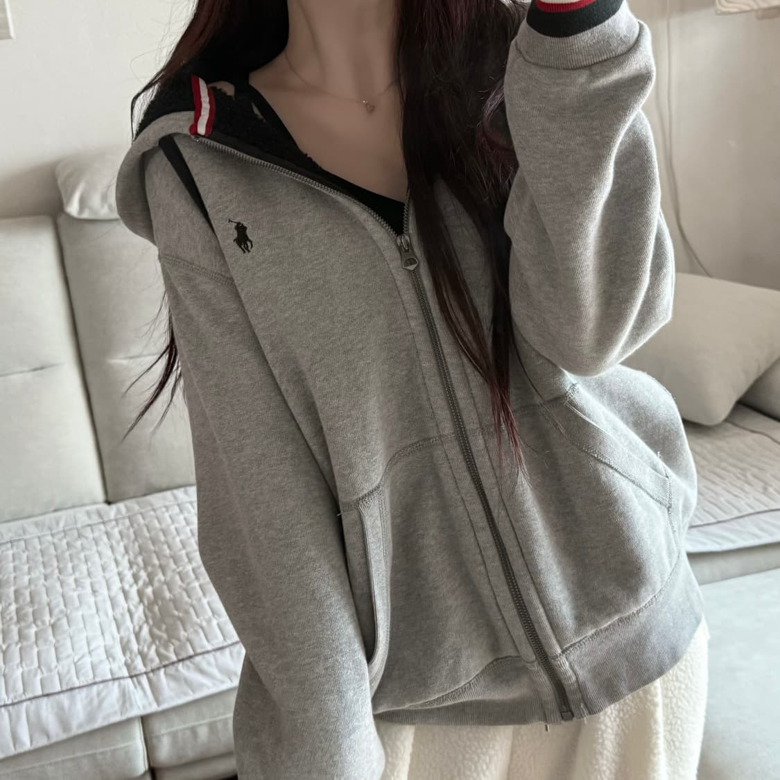 폴로 랄프로렌 그레이 후드집업 상품이미지2