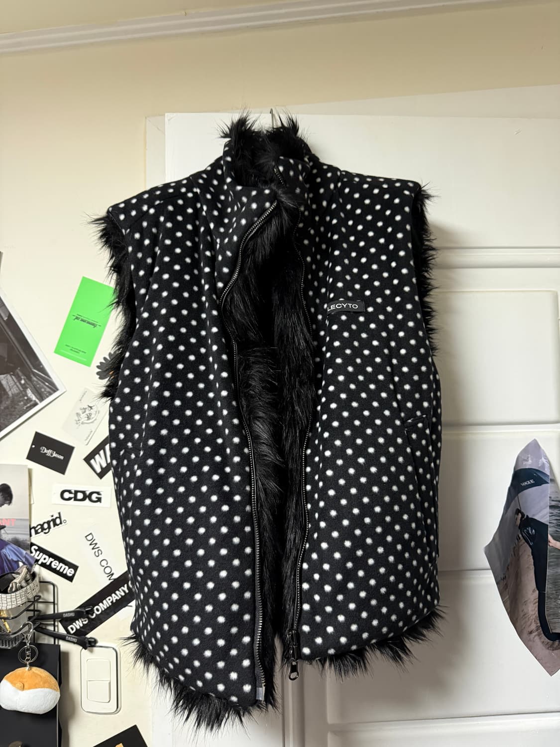 Haze Reversible Dot Fur Vest_[Black] 상품이미지3
