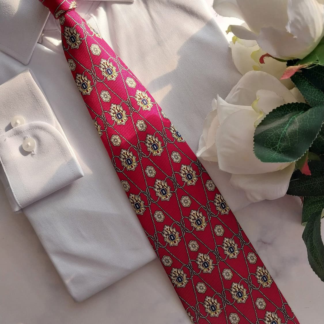 아쿠아스큐텀 실크 레드 로열 체인 넥타이 9.7cm A+등급 K1341
 상품이미지7