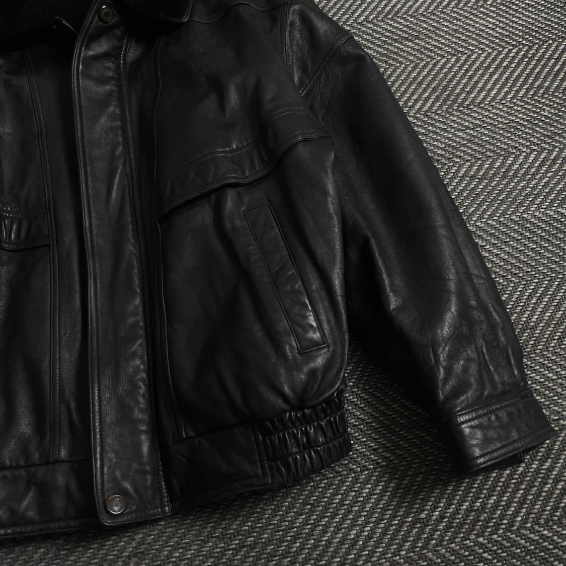 빈티지 양가죽 봄버 퍼 카라 레더 가죽 자켓y 3771 상품이미지3
